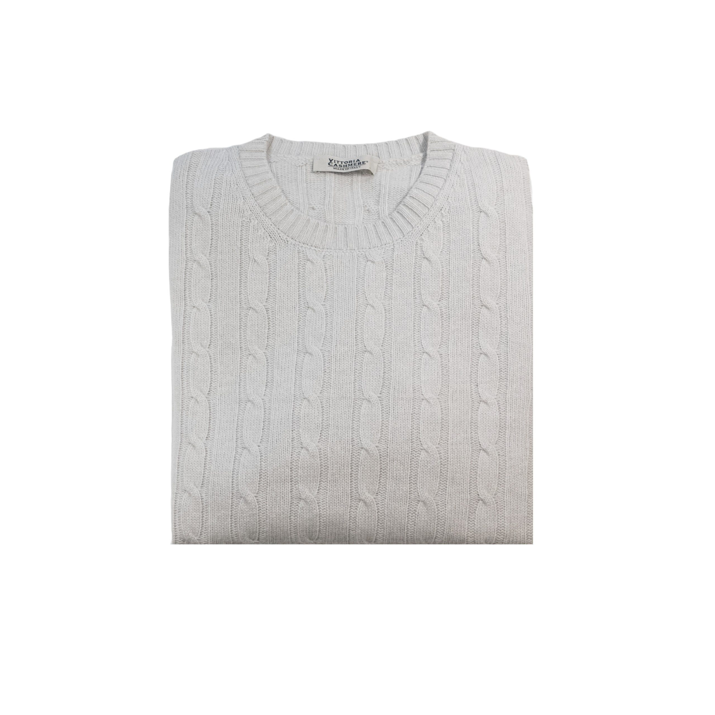 Maglia girocollo a trecce e coste - Vittoria Cashmere