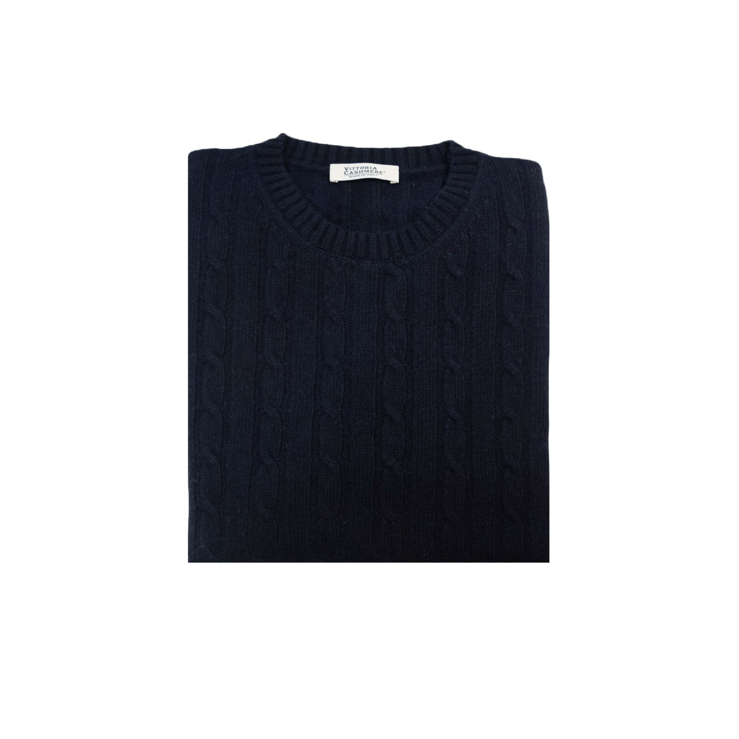 Maglia girocollo a trecce e coste - Vittoria Cashmere