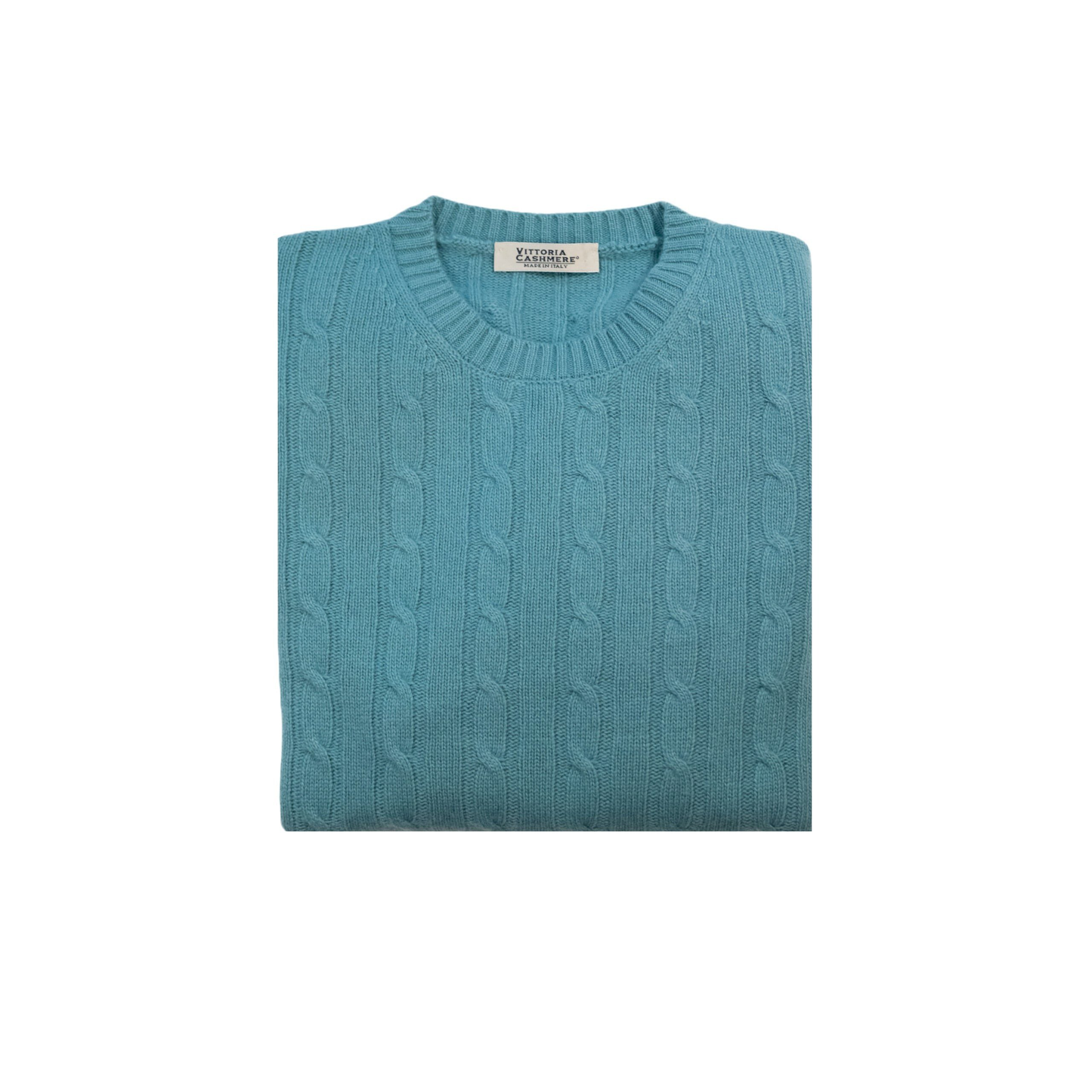 Maglia girocollo a trecce e coste - Vittoria Cashmere