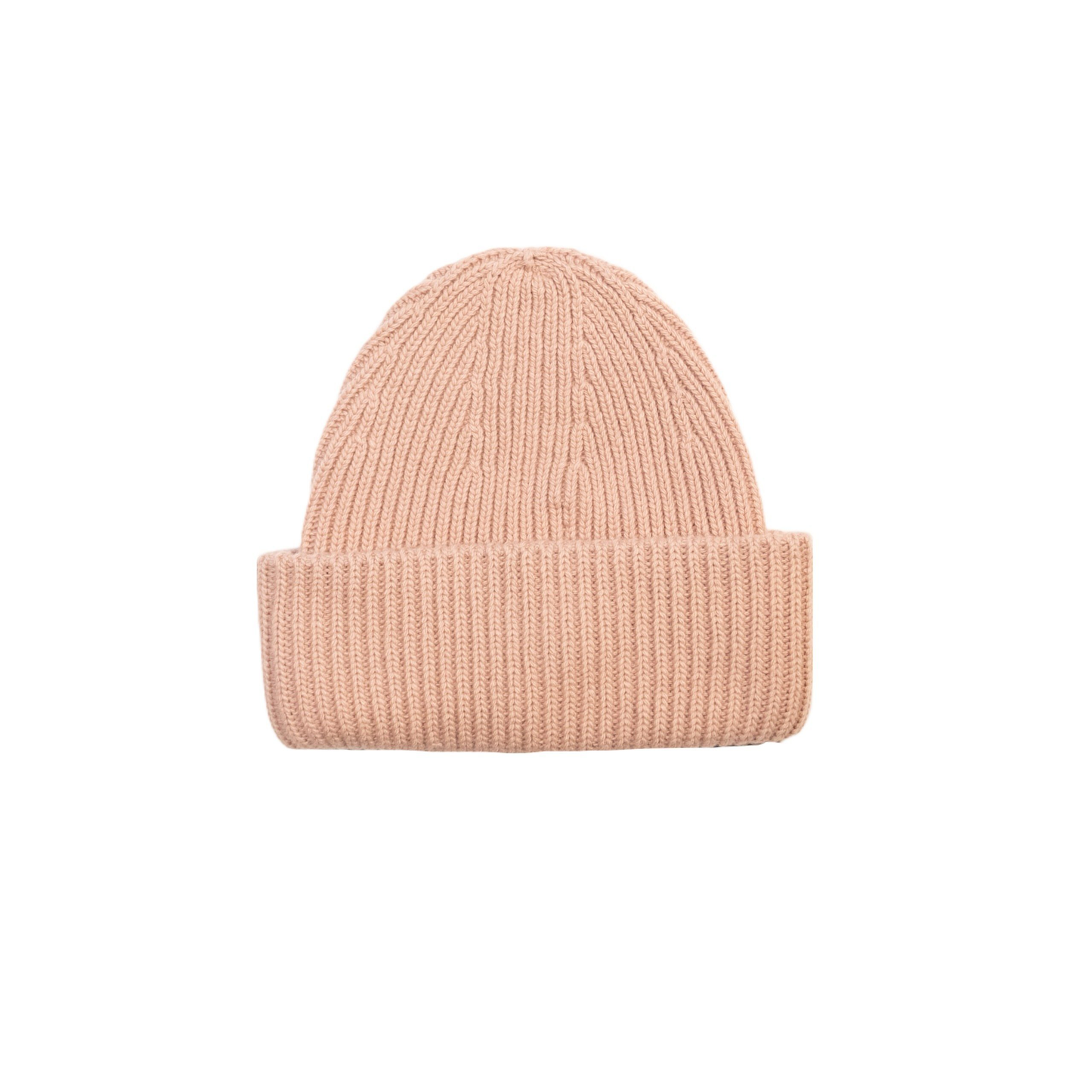Cappello a costine in cashmere e lana color rosa cipria di Vittoria Cashmere. Made in italy.