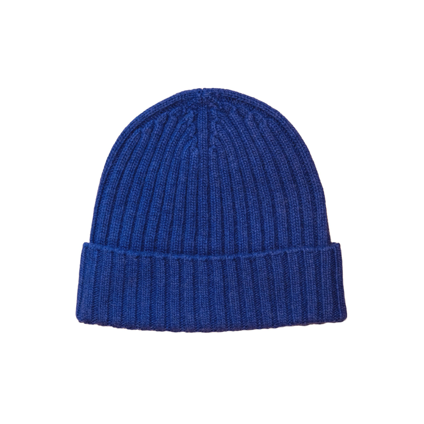 Cappello a costine in cashmere e lana color blu elettrico di Vittoria Cashmere. Made in italy.