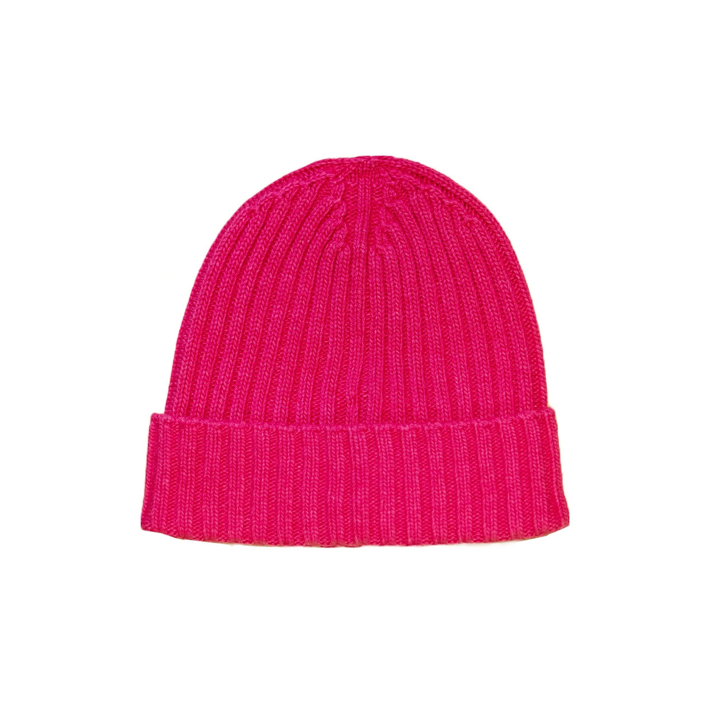 Cappello a costine in cashmere e lana color fucsia di Vittoria Cashmere. Made in italy.
