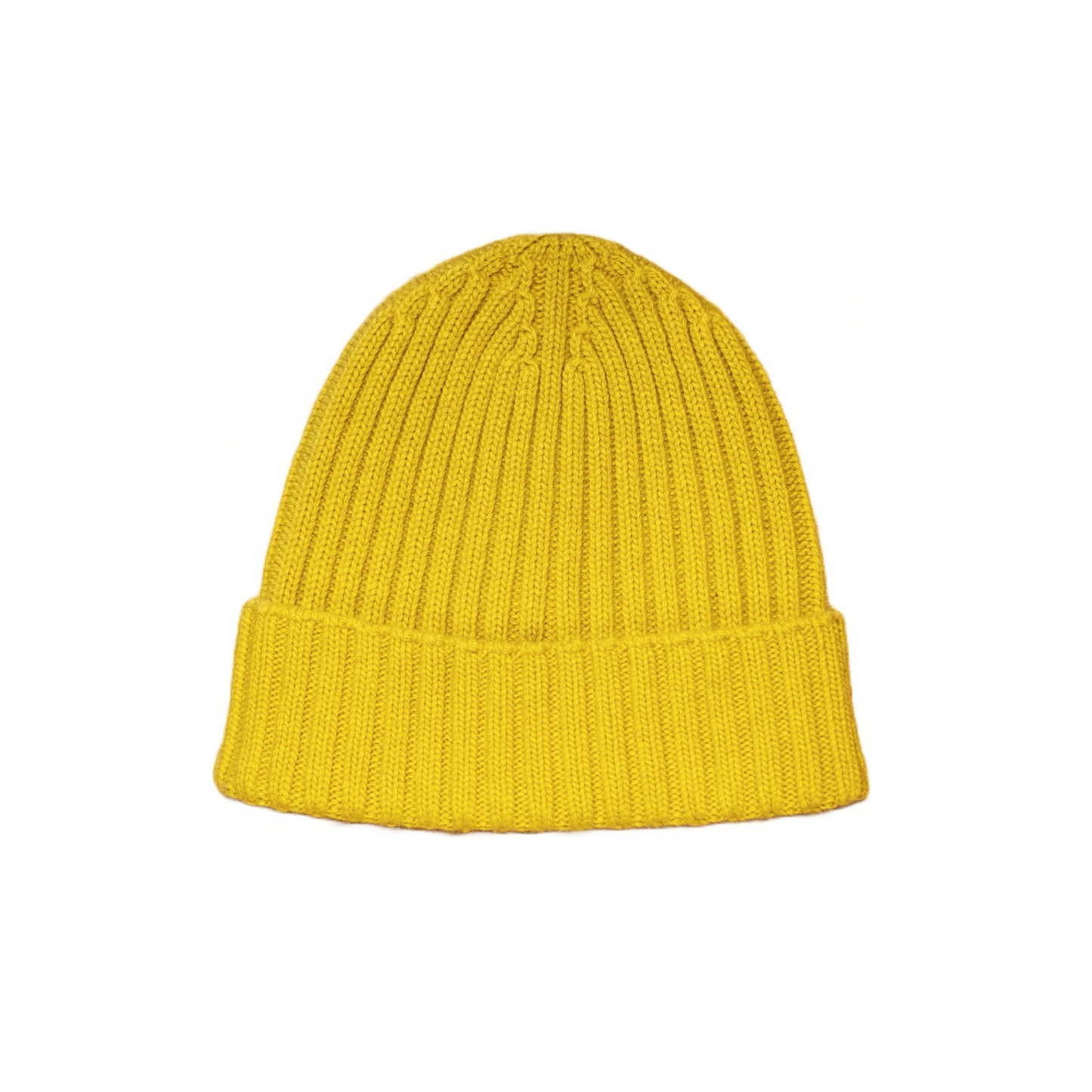 Cappello a costine in cashmere e lana color giallo lime di Vittoria Cashmere. Made in italy.