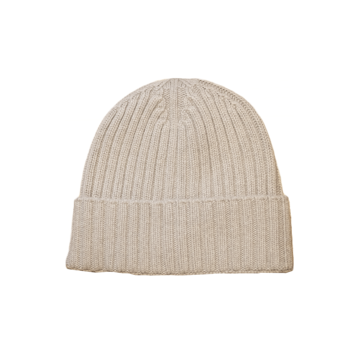 Cappello a costine in cashmere e lana color grigio tortora di Vittoria Cashmere. Made in italy.