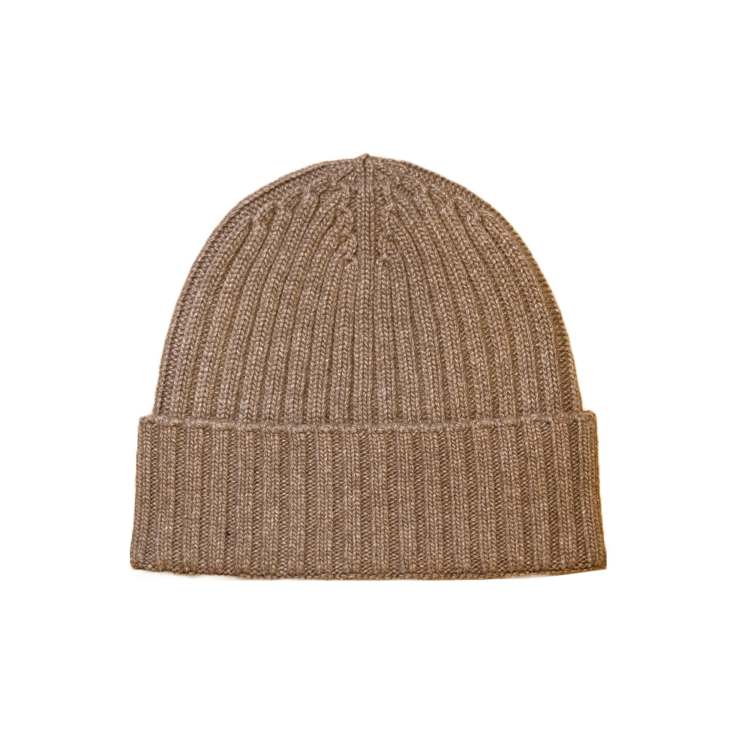 Cappello a costine in cashmere e lana color noce di Vittoria Cashmere. Made in italy.