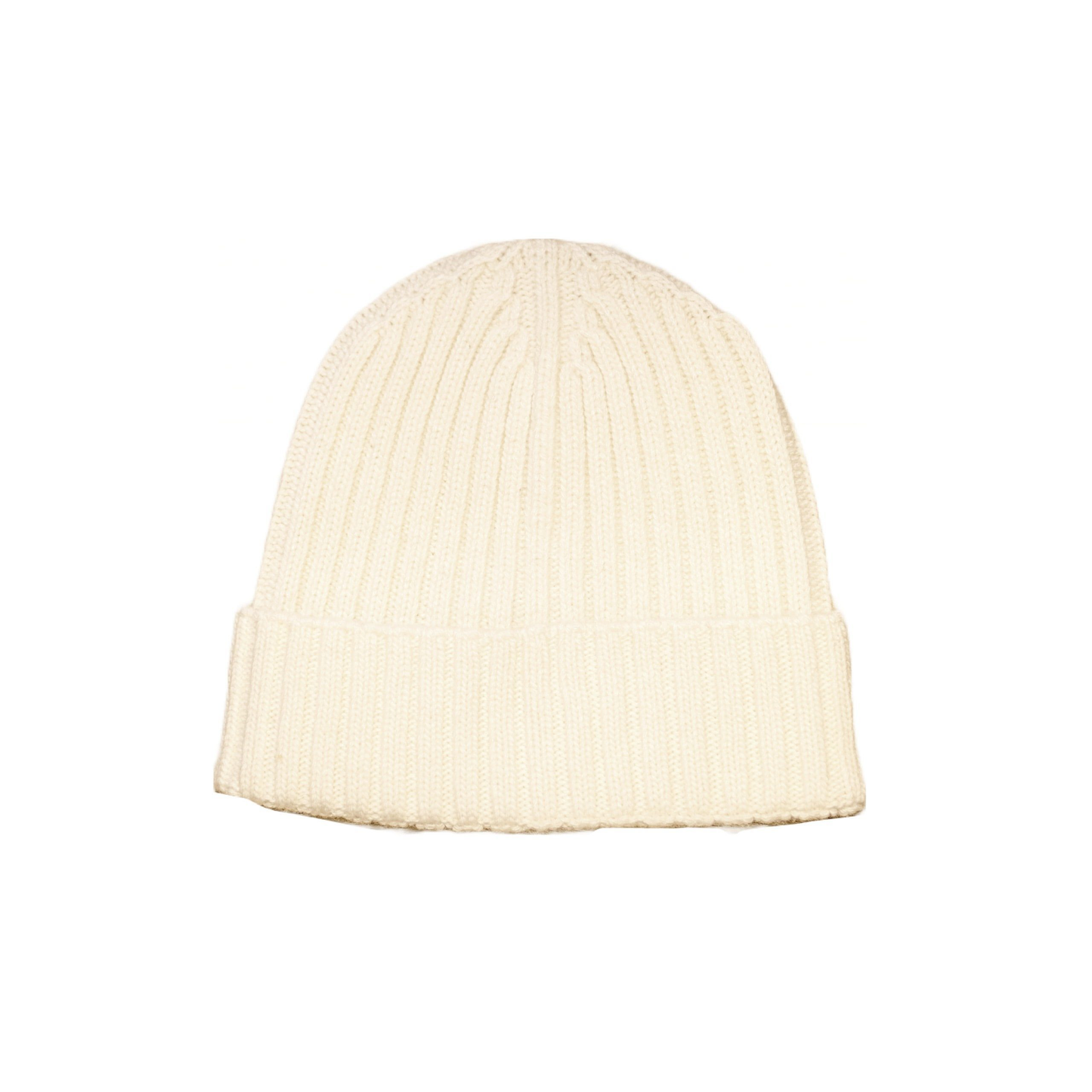 Cappello a costine in cashmere e lana color panna di Vittoria Cashmere. Made in italy.