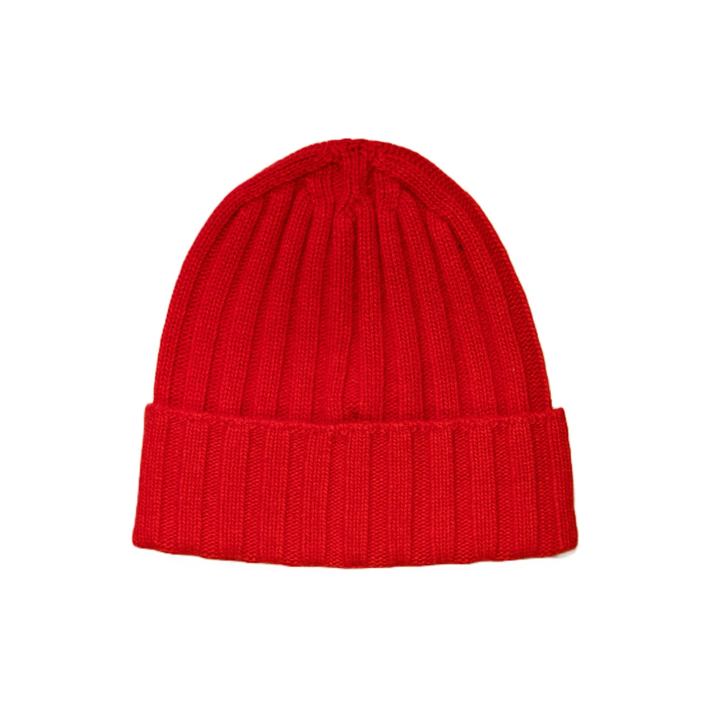 Cappello a costine in cashmere e lana color rosso fuoco di Vittoria Cashmere. Made in italy.