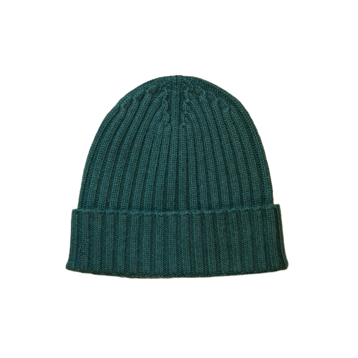 Cappello a costine in cashmere e lana color verde inglese di Vittoria Cashmere. Made in italy.