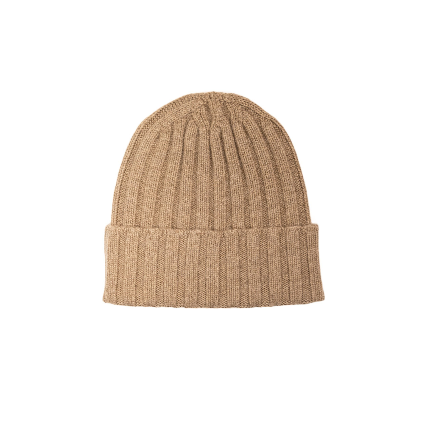 Cappello a coste in puro cashmere color beige sabbioso di Vittoria Cashmere. Made in italy.