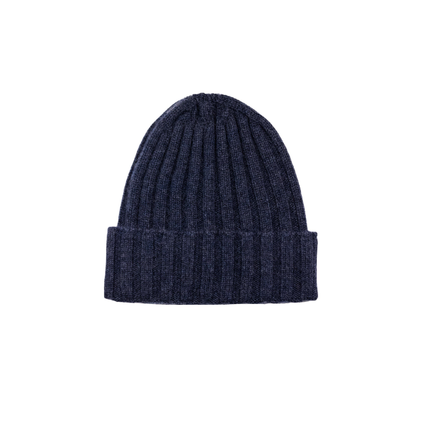 Cappello a coste in puro cashmere color blu jeans di Vittoria Cashmere. Made in italy.