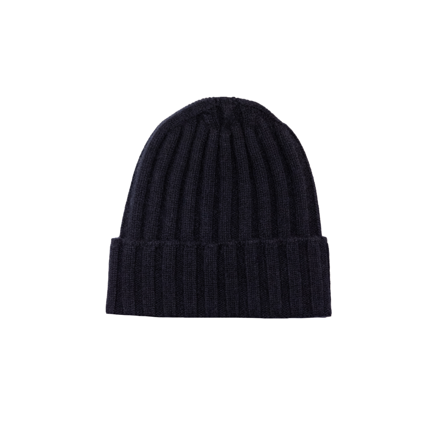 Cappello a coste in puro cashmere color blu navy di Vittoria Cashmere. Made in italy.