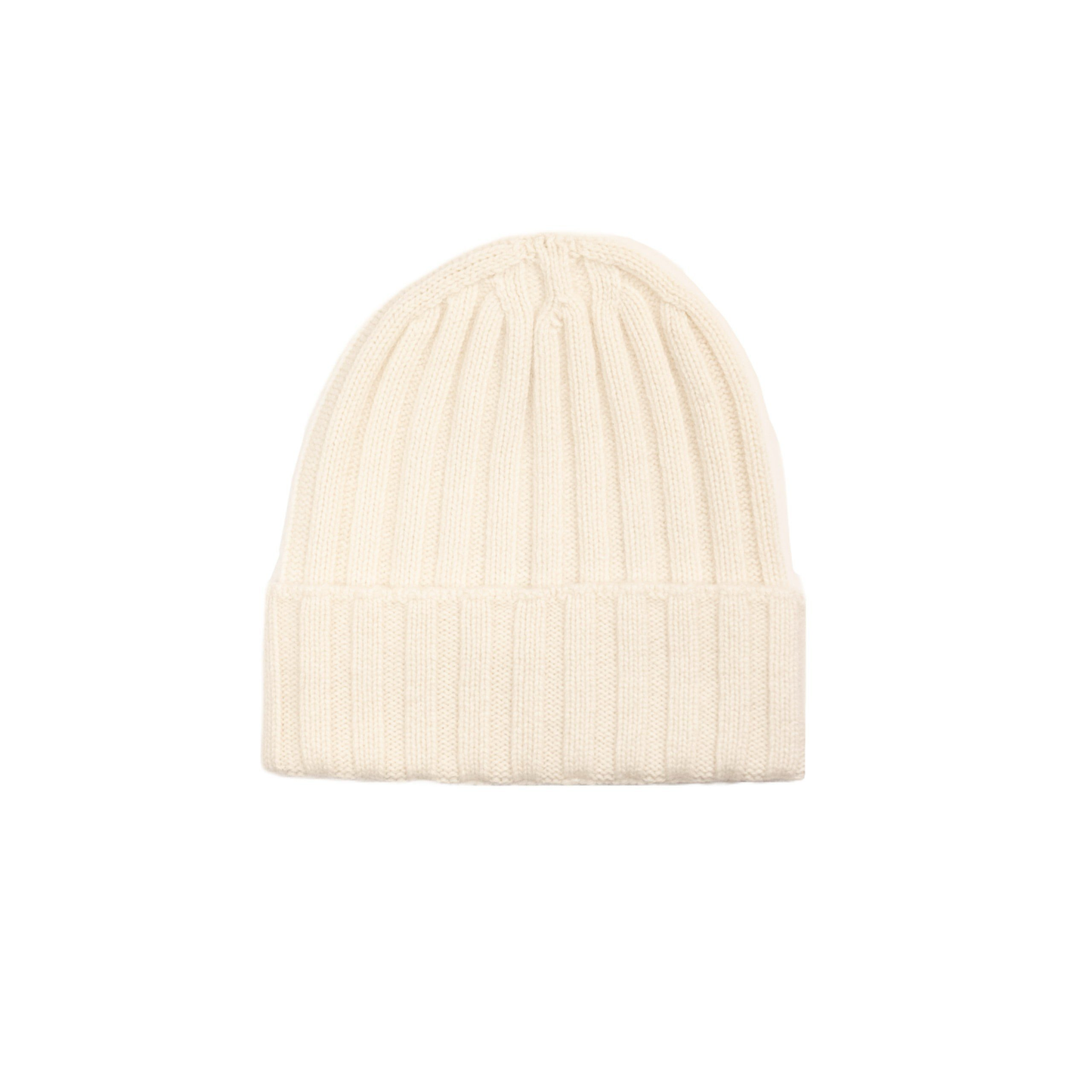 Cappello a coste in puro cashmere color panna di Vittoria Cashmere. Made in italy.