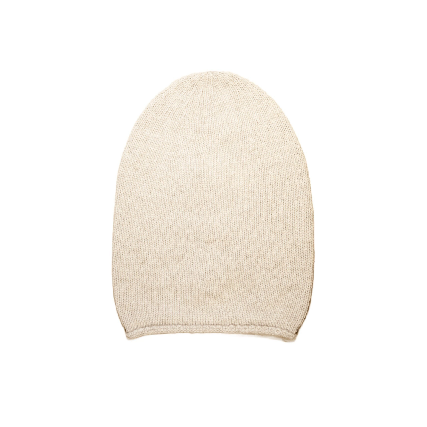 Cappello con ricciolo in cashmere e lana color beige crema di Vittoria Cashmere. Made in italy.