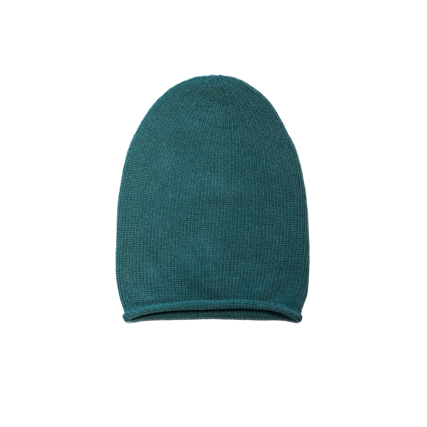 Cappello con ricciolo in cashmere e lana color verde inglese di Vittoria Cashmere. Made in italy.